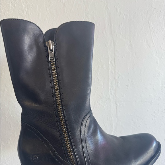 Born Black Leather Boots with Zipper - Picture 5 of 7